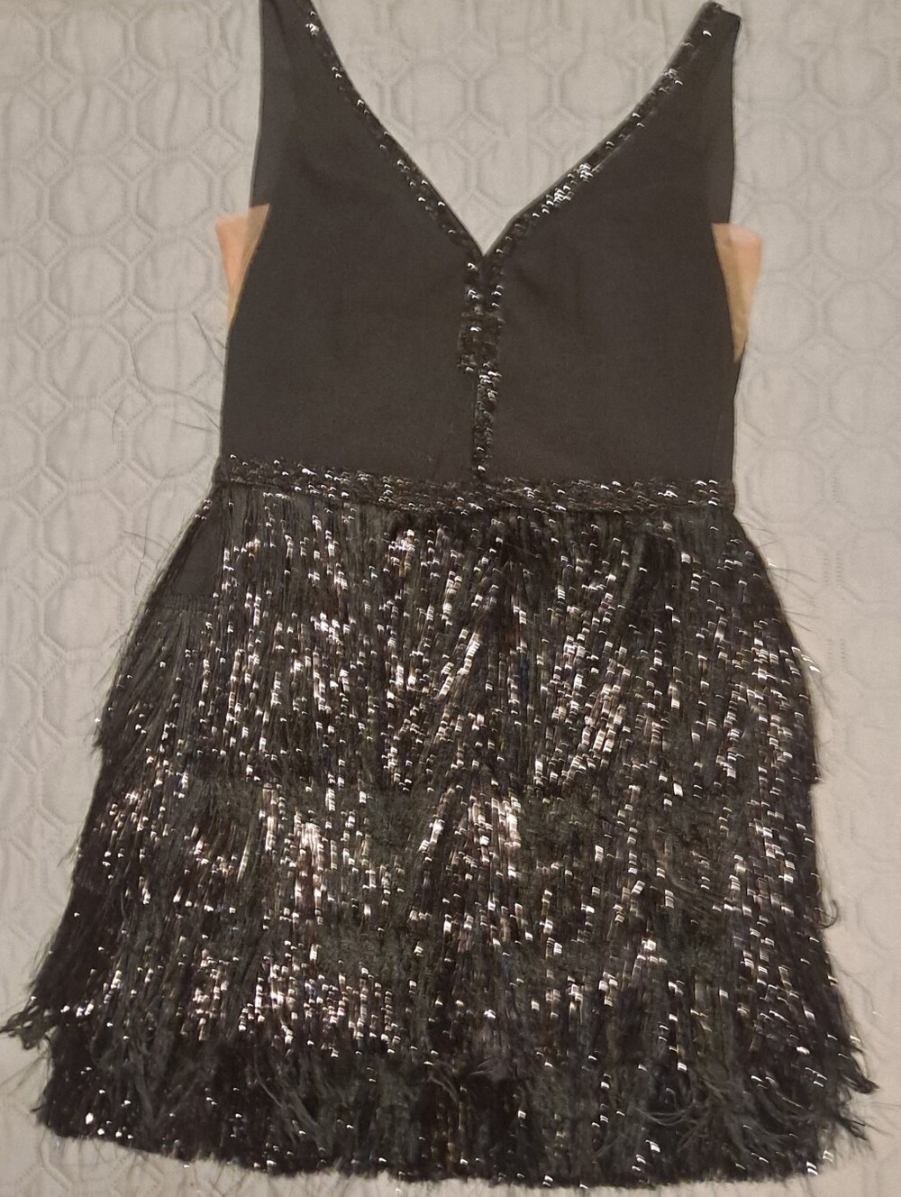 Black Sequin Fringe Mini Dress - Women